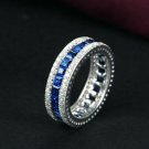 3.55Ct Princess Cut Diamond Sapphire Engagement Band 14K White Gold Finish