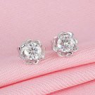 1.50Ct Round Cut Diamond Flower Stud Push Back 14K White Gold Finish