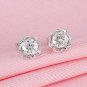 1.50Ct Round Cut Diamond Flower Stud Push Back 14K White Gold Finish