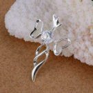 1.50Ct Round Cut Diamond Cross Pendant 14K White Gold Finish W Silver Chain