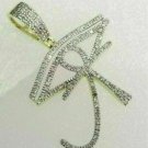 1.89Ct Round Cut Diamond Cross Pendant 14K Yellow Gold Finish W Chain