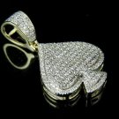 14K Yellow Gold Finish 1.00Ct Round Cut Diamond Playing Card Pendant Charm