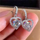 2.50Ct Round Cut D/VVS1 Diamond Heart Dangle Earrings 14K White Gold Over