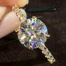 2.03Ct Round Cut D/VVS1 Diamond Solitaire Ring 14K Yellow Gold Finish