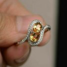 1.00Ct Diamond Yellow Citrine Valentine Ring 14k White Gold Finish