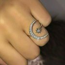 0.66Ct Round Cut Diamond Moon Partywear Ring 14K White Gold Over