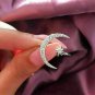 0.66Ct Round Cut Diamond Moon Partywear Ring 14K White Gold Over
