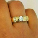 D/VVS1 1.00Ct Round Cut Diamond Men's  Engagement Band 14k Yellow Gold Over
