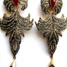 Designer Antique Style Victorian 3.15cts Rose Cut Diamond Silver Earrings