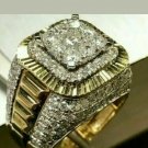 3.15Ctw  Round Cut Diamond Engagement Men's 14K Yellow Gold Finish Ring