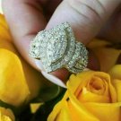 14k Yellow Gold Finish 2.75Ct Round Cut Diamond Cluster Partywear Ring