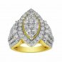 14k Yellow Gold Finish 2.75Ct Round Cut Diamond Cluster Partywear Ring