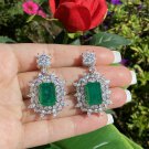 3.50Ctw Diamond 14k White Gold Over Dangle Stud Earrings Green Emerald