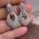 3.35Ct D/VVS1 Round Cut Diamond Cluster Dangle Earring 14k White Gold Over