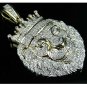 3.15CT Round Cut Diamond 14K Yellow Gold Over King Lion Face Charm Pendant