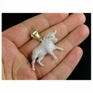2.85Ct D/VVS1 Round Cut Diamond Pendant 14k Yellow Gold Over Bull