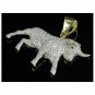 2.85Ct D/VVS1 Round Cut Diamond Pendant 14k Yellow Gold Over Bull