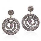 Estate 3.10Ctw. Rose Cut Diamond Vintage Style Wedding Silver Snake Earrings