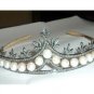 7.10Ct Rose Cut Diamond Silver Victorian Inspired Pearl Tiara