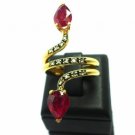 Snake 0.50cts Rose Cut Diamond Ruby Antique Victorian Look 925 Silver Ring