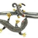 Victorian inspired 7.85ct rose cut diamond ruby 925 silver Lizard Bracelet