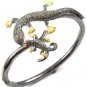 Victorian inspired 7.85ct rose cut diamond ruby 925 silver Lizard Bracelet
