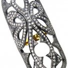 1.35ct Rose Cut Diamond Antique Victorian Look 925 Silver Cocktail Ring