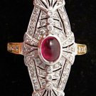 Victorian Inspired 2.30ct rose cut diamond Ruby 925 silver Ring