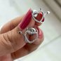 14K White Gold Finish 0.65Ct Round Cut Diamond Heart Shape Stud Earrings