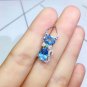 14K White Gold Finish 1.25C Diamond Blue Topaz Cat Pendant Necklace W Chain