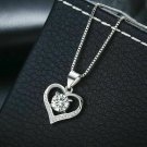14K White Gold Finish W Chain 1.53C Round Cut D/VVS1 Diamond Heart Pendant