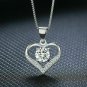 14K White Gold Finish W Chain 1.53C Round Cut D/VVS1 Diamond Heart Pendant