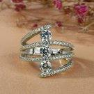 Solitaire 2.85Ct Round Cut Diamond 3-Stone Ring 14K White Gold Finish