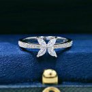 14K White Gold Finish 1.10Ct Marquise Cut Diamond Flower Shape Wedding Ring