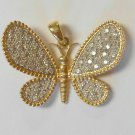 14K Yellow Gold Over W Chain 1.50Ct Round Cut Diamond Butterfly Pendant