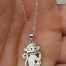 0.75Ct Round Cut Diamond Monkey Pendant 14K White Gold Over W Chain