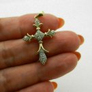 1.50Ct Round Cut VVS1 Diamond Cross Pendant 14K Yellow Gold Finish W Chain