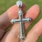 2.80Ct Round Cut Diamond Cross Pendant 14K Solid White Gold Finish W Chain