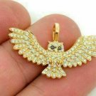 2.10Ct Round Cut Diamond Flying Owl Pendant 14K Yellow Gold Finish W Chain
