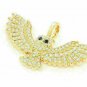2.10Ct Round Cut Diamond Flying Owl Pendant 14K Yellow Gold Finish W Chain