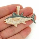 2.50Ct Round Cut Diamond Fish Pendant 14K Yellow Gold Over W Chain