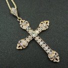 2.15Ct Round Cut D/VVS1 Diamond Cross Pendant 14K Yellow Gold Over W Chain