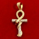 1.85Ct Round Cut Diamond Snake Cross Pendant 14k Yellow Gold Finish W chain