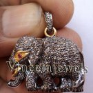 Elephant Style 1.40Ct. Rose Cut .925 Sterling Silver Diamond Charms Pendant