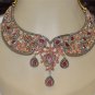 9.50Ct Rose Cut Diamond Silver Ruby Handmade Victorian Style Necklace