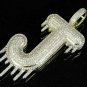 14K Yellow Gold Finish 3.00Ct Round Cut VVS1/D Diamond Letter J Pendant