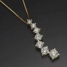 14K Yellow Gold Finish 1.88Ct Round Cut Diamond Journey Pendant  W Chain