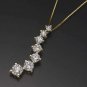 14K Yellow Gold Finish 1.88Ct Round Cut Diamond Journey Pendant  W Chain