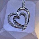 14k White Gold Finish 1.88Ct Round Cut VVS1 Diamond Heart Pendant W Chain