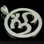 2.35Ct Round Cut Diamond Hindu "OM" Universal Pendant 14K White Gold Finish